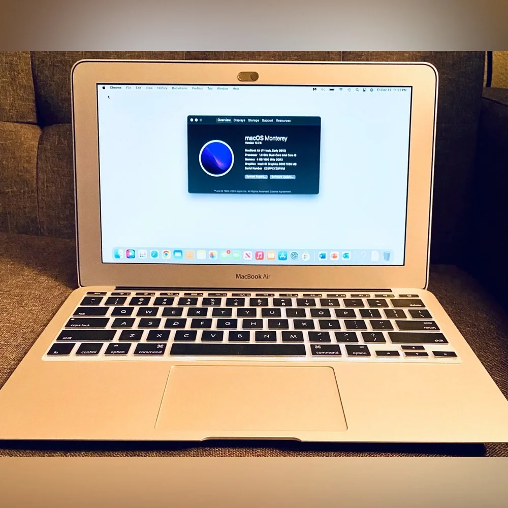 Apple MacBook Air with Charger & Cherry Blossom Wood Case & keyboard cover